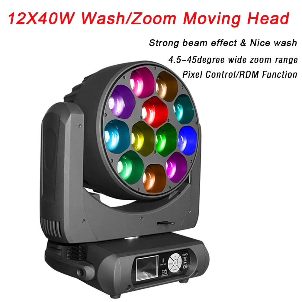 12X40W RGBW 4IN1 LED Lyre Moving Head Light Wash Zoom освещение вечеринки Dj сценический свет ночной клуб