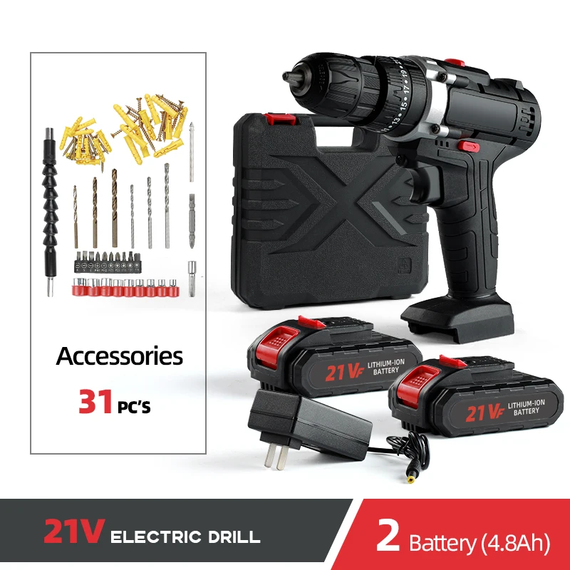 Аккумуляторная дрель электрическая отвертка Беспроводной Мощность драйвер
