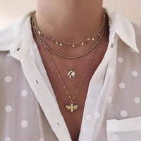 gold color choker necklace for women map bee moon tassel pendant chain necklaces pendants laces velvet chokers fashion jewelry