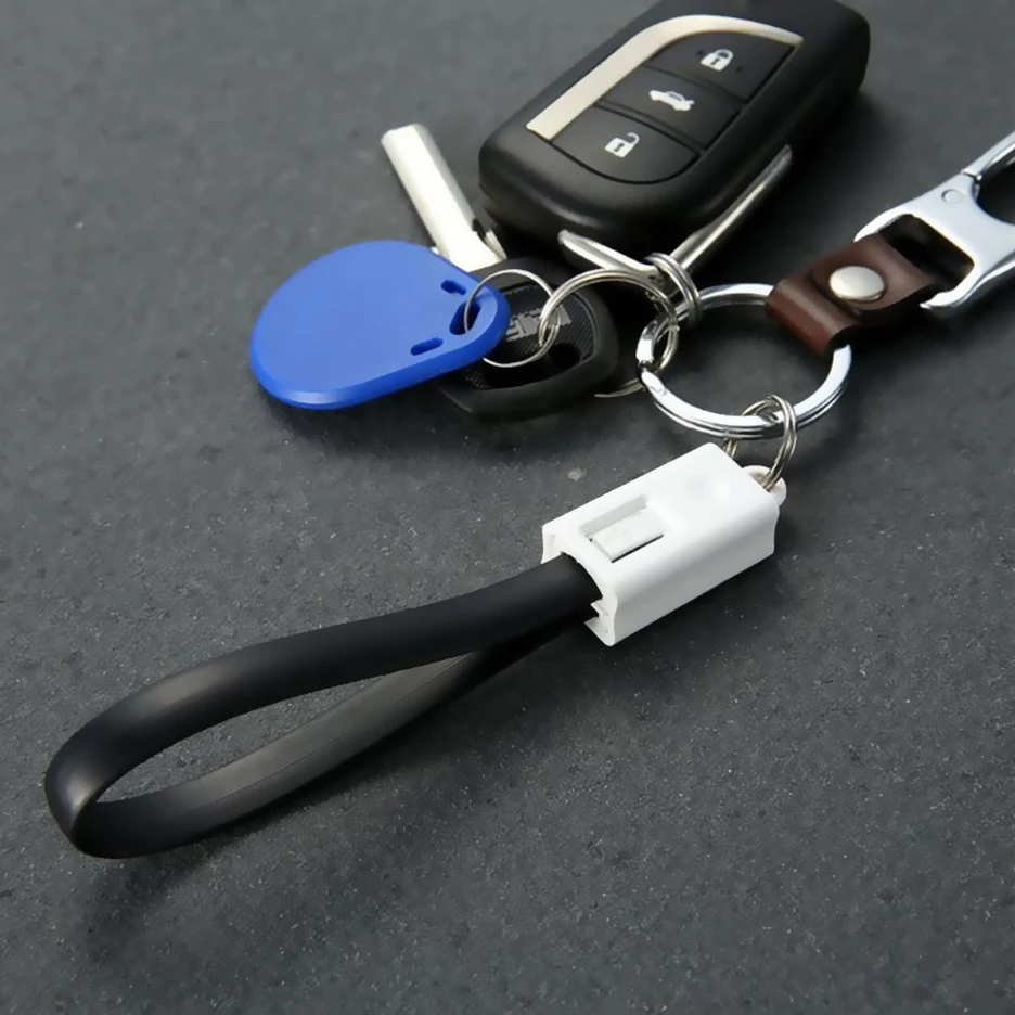 

USB Cable Micro USB Type C Lighting Cable For iPhone XR X Samsung HUAWEI 2A Mini Keychain Charger Charging Cables