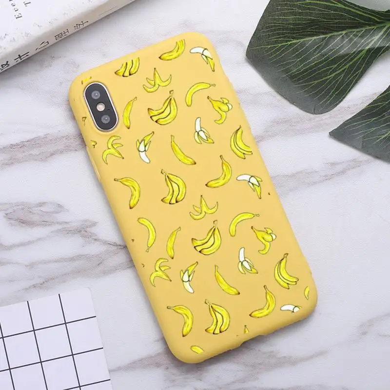 

Yellow banana fruit Phone Case Candy Color for iPhone 6 7 8 11 12 s mini pro X XS XR MAX Plus