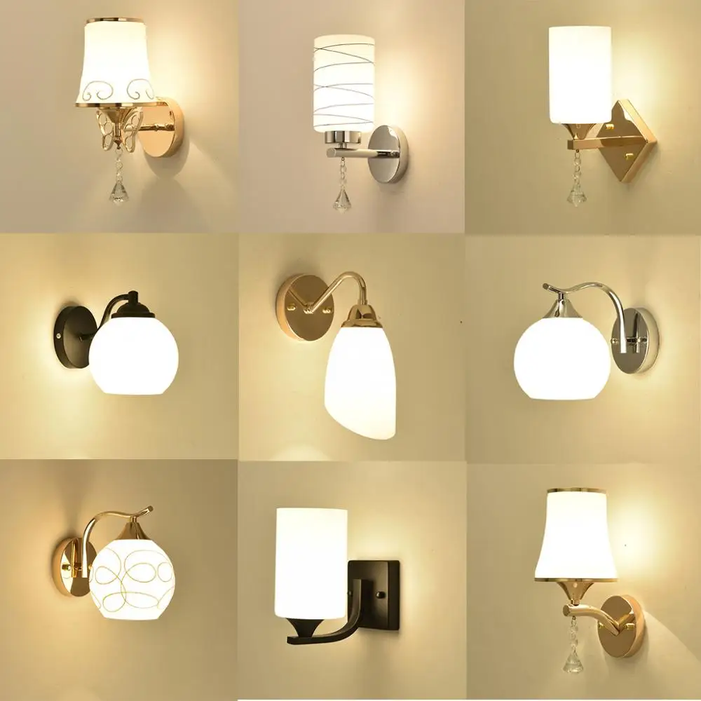 

Wall Lamps For Living Room Bracket Light Bedroom Modern Creativity Glass Metal Lampshade Holder Bedside Lamp Stand