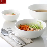 high quality super white round shaped ceramics soup bowl fruit vegetable salad tableware breakfast rice noodle porcelain