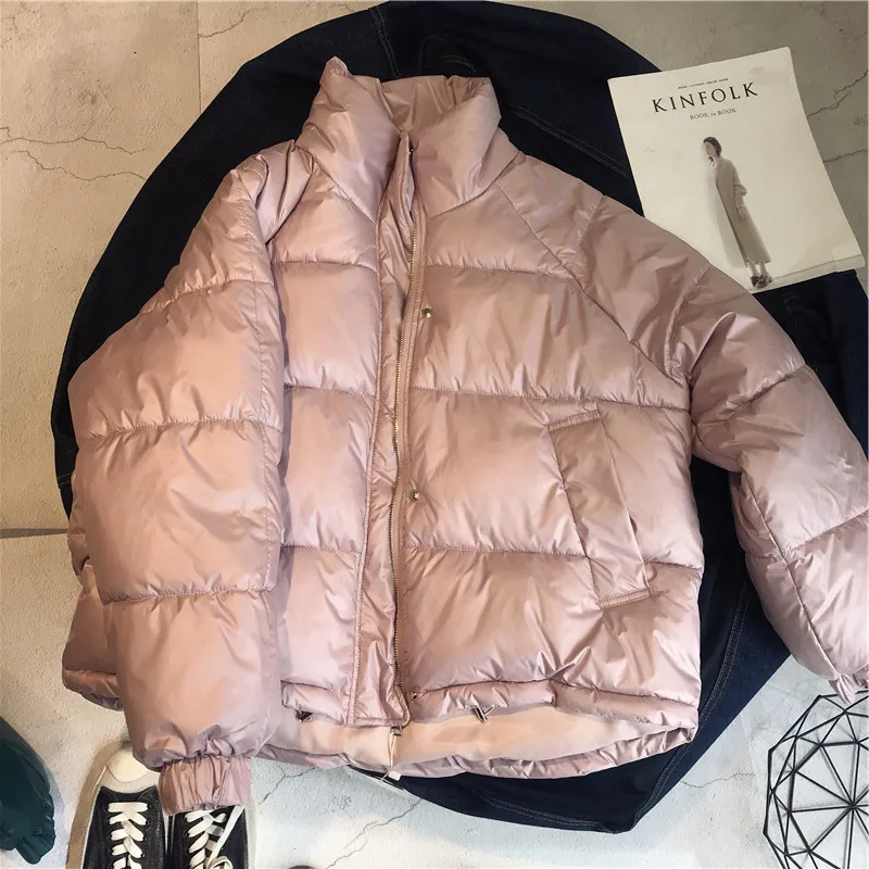 Женское зимнее пальто с рукавами реглан теплое короткое из плотного хлопка