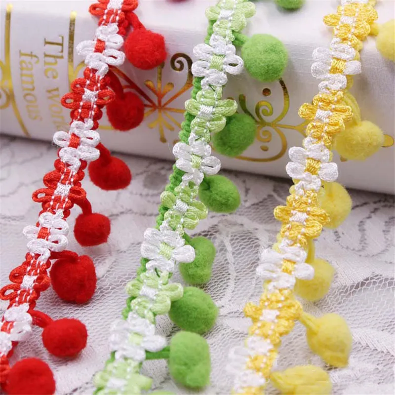 25 мм кружевная лента с помпонами кисточками для самостоятельного пошива одежды