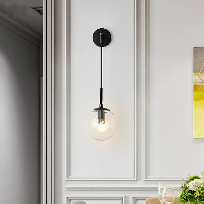 RH американская простая стеклянная настенная лампа с круглым светом