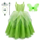 Костюм для девочек, зеленый эльф, пышное платье для рождественской вечеринки, платье Тиана