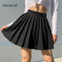 jocecat white solid pleated skirts for womens preppy style high waist casual 90s mini skirt woman 2020 autumn streetwear black