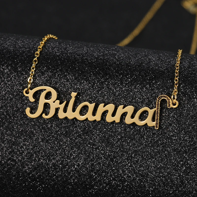 New Custom Personalized Name Necklace Stainless Steel Link Crutch Creativity Necklaces Collar Jewelry For Women Christmas Gift