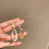 925 silver needle korean minority design sense personality versatile asymmetric geometric acrylic earrings female