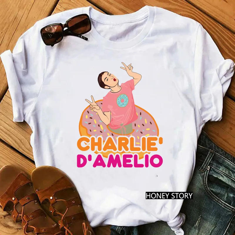 

Women'S Clothing Cool Tshirt Charli Damelio Coffee Graphic Print T Shirt Hunt Femme Korean Style Clothes Female T-Shirt