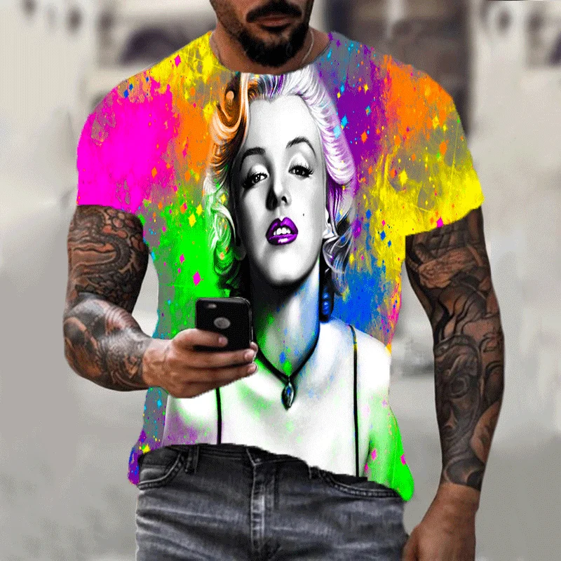 Мужская футболка с коротким рукавом Marilyn Monroe летняя 3D-принтом художественная