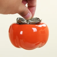 ceramic persimmon tea pot portable tea storage tank kitchen decoration accessories seasoning bottle sugar bowl coffee box