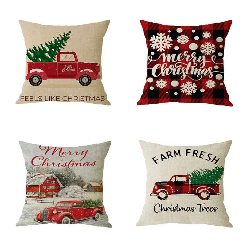 

New Pillowcase Cushion Cover Linen Merry Christmas Style 4 Pillow Case Gifts Sofa Home Office Living Decoration