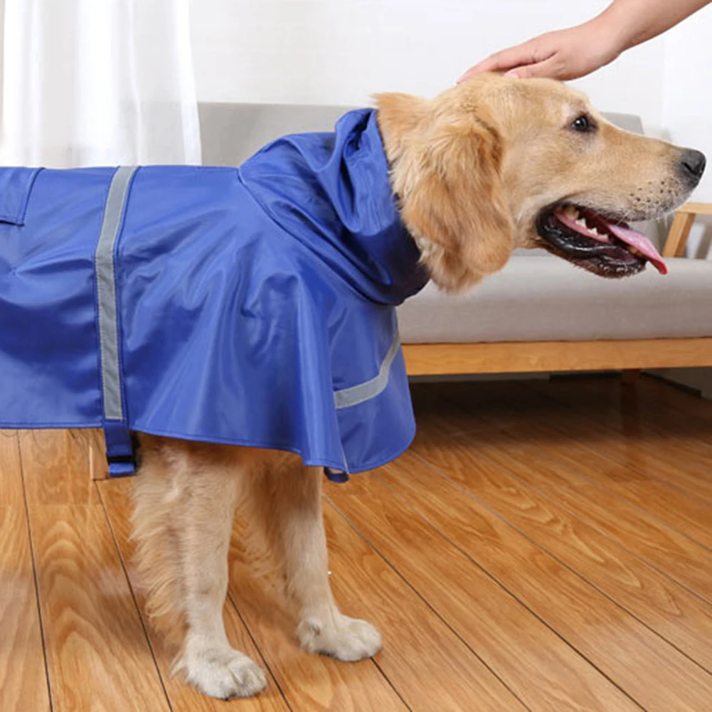 Pet Dog Outdoor Reusable Waterproof Raincoat Reflective Hooded Jacket Clothes | Дом и сад