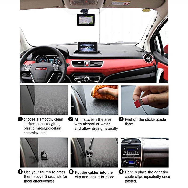 

100 PCS Adhesive Car Cable Organizer Clips Cable Wire Winder Holder Cord Management for iphone Charger Earphone Cable protector