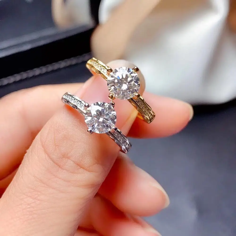 

MeiBaPJ 1 Carat D Color Moissanite Diamond New Trendy Ring for Women 925 Sterling Silver Fine Wedding Jewelry