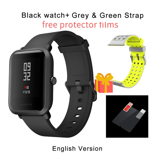 black a gray strap 1 год гарантии Amazfit Bip Lite Смарт-часы, глобальная версия, 45 дней Срок службы батареи 3ATM в соответствии со стандартом водонепроницаемости Smartwatch для Xiaomi - Цвет: black a gray strap