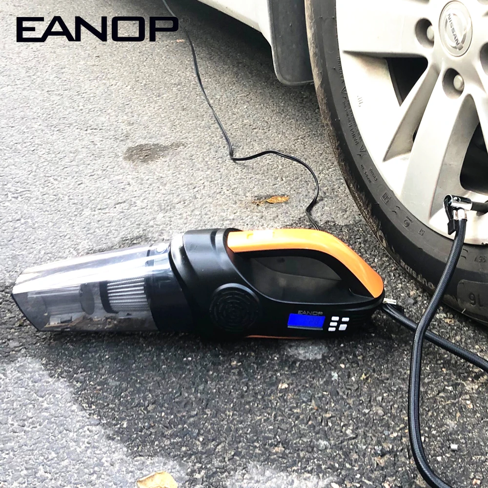 EANOP автомобильный компрессор Цифровой ЖК-дисплей 12V электрический насос подкачки шин и пылесос 3M Кабель Шины Датчик