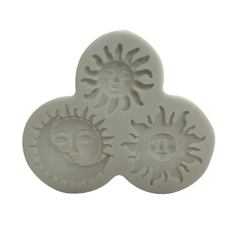 

Sun and Moon Face Soft Silicone Mold Starry Lunar Keychain Mold DIY Silicone Baking Molds Silicone UV Resin Casting Mold