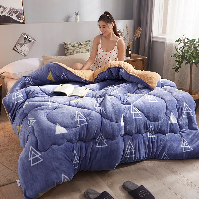

High Quality Thicken Warm Quilt NEW Multily-color Choose Winter Warm Camel Comforter Patchwork Duvet Lamb Wool Quilt Blanket