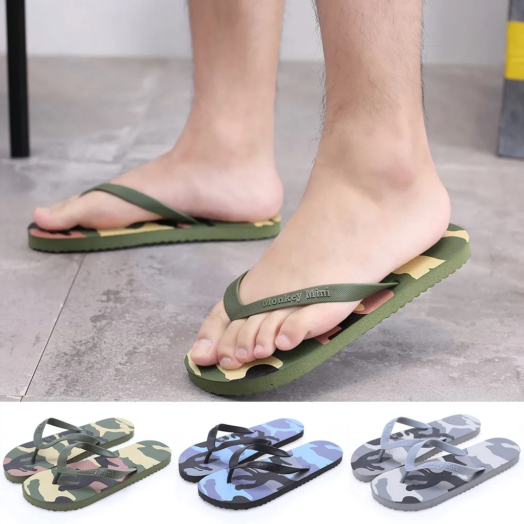 Мужские камуфляжные шлепанцы Нескользящие летняя пляжная обувь Повседневные