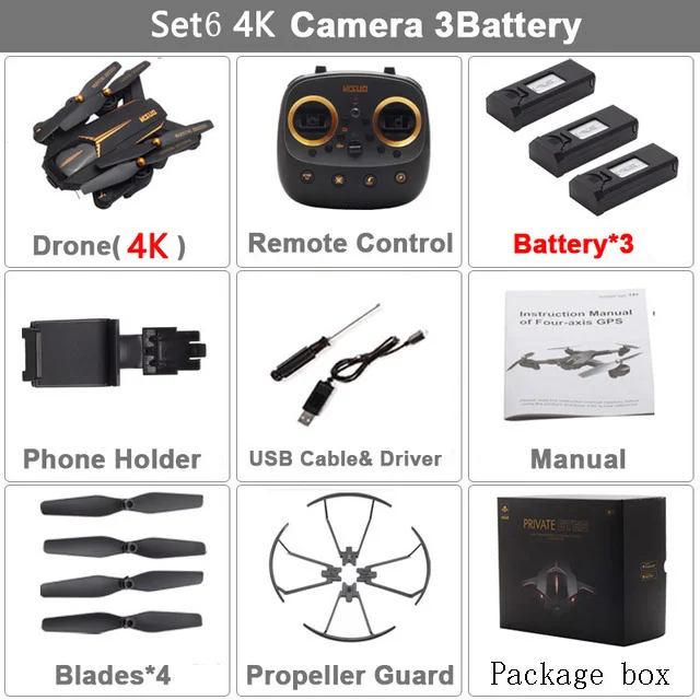Set6 XS812 4K 3B BX VISUO XS812 gps Радиоуправляемый Дрон с камерой 4K HD 5G wifi FPV удерживающий высоту один ключ возврат Радиоуправляемый квадрокоптер вертолет дроны VS E520S - Цвет: Set6 XS812 4K 3B BX