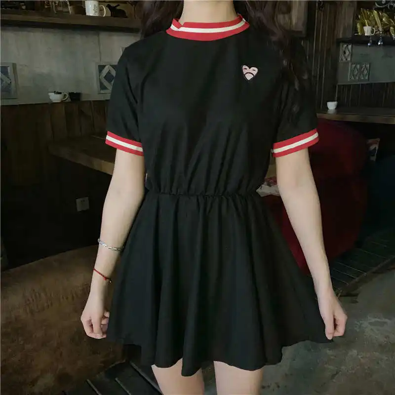 Женское милое платье в японском стиле Kawaii Ulzzang с вышивкой Love женские платья 2020 для