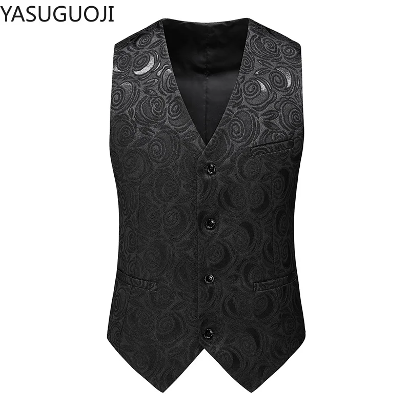 Мужской классический жаккардовый жилет YASUGUOJI для вечерние ринки свадьбы Пейсли в