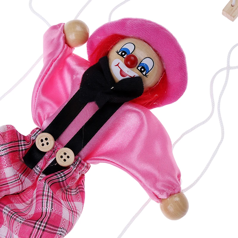 

Random Color Pull String Puppet Clown Wooden Marionette Joint Activity Doll Vintage Child Toy Funny Toy Practical Jokes