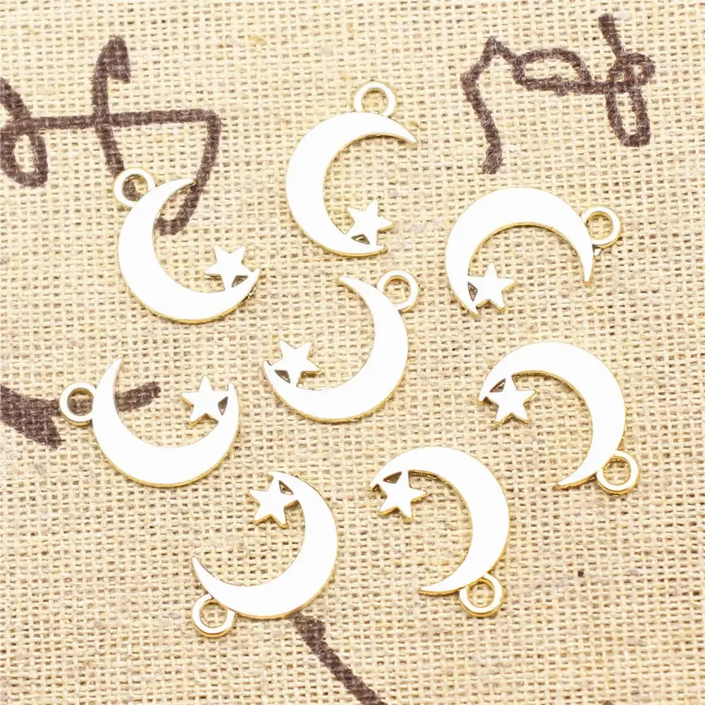 

Cute Charms For Bracelet 20pcs 17x11mm Antique Gold Color Moon Stars Charms