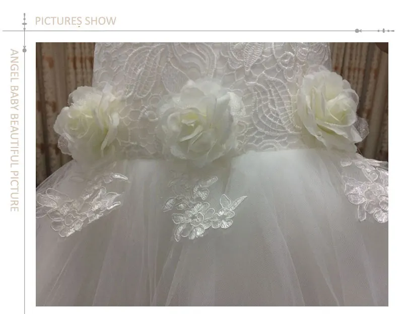 Детское платье с цветами для девочек белое крещения на свадьбу и Рождество