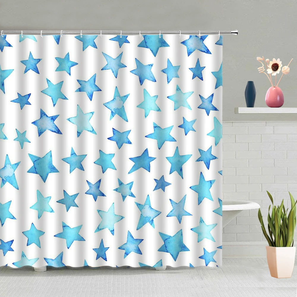 

Love Heart Shower Curtain Valentine's Day Cartoon Stars Animal Claw Starfish Butterfly Plane Rocket Car Toys Waterproof Decor