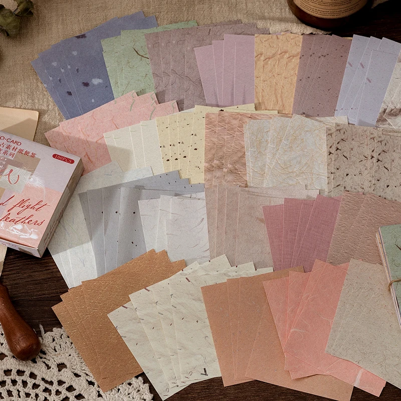 100Pcs Vintage Mottled Book Pages Material Paper Junk Journal Planner Craft Scrapbooking Decorative Diy Photo Albums - купить по