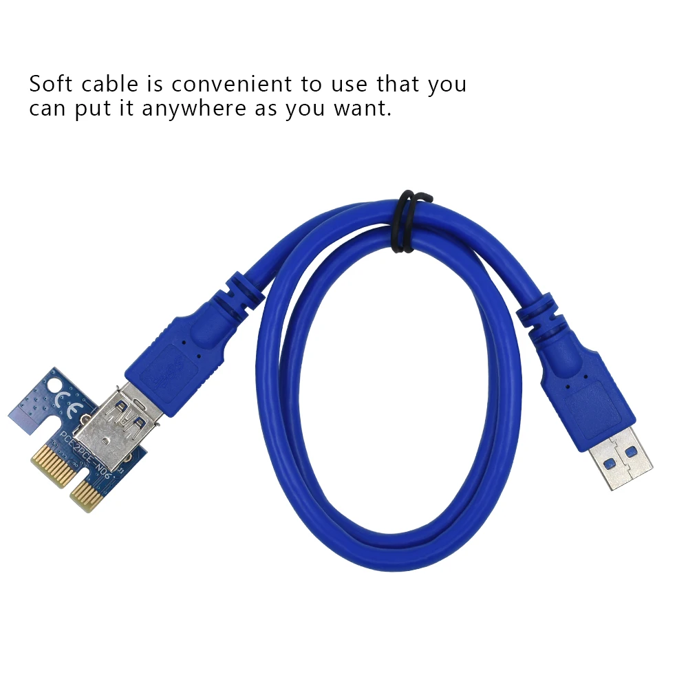 Райзер TISHRIC VER 008C Molex 6 Pin PCIE PCI-E PCI Express 1X до 16X удлинитель 60 см USB 3 0 кабель для