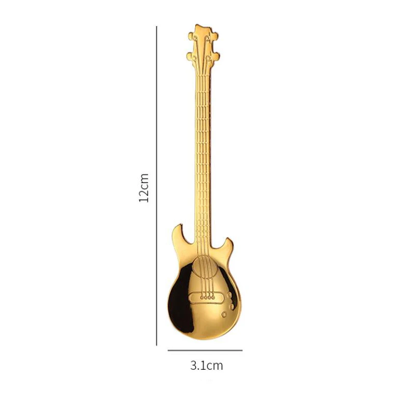 

Creative Stainless Steel Colorful Guitar Shaped Tea Coffee Ice Cream Spoon Stainless Steel Tableware Guitar Shaped Coffee Spoon