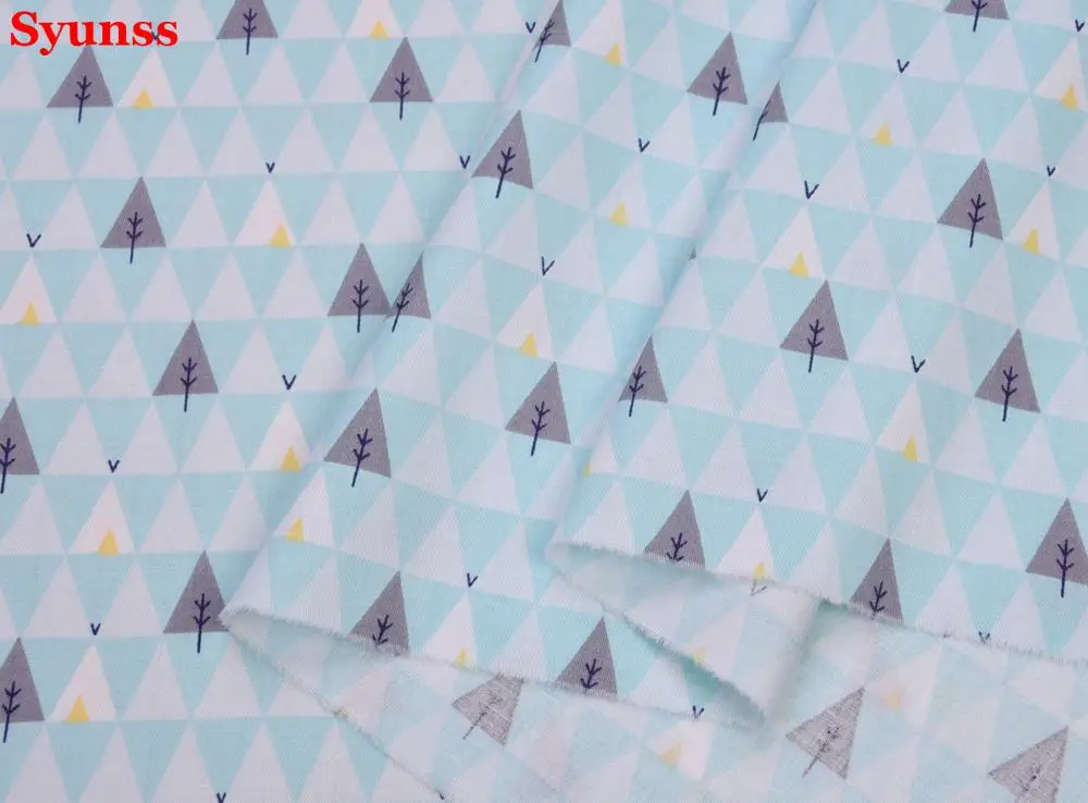 Саржевая хлопчатобумажная ткань с принтом синего медведя лисы оленя для