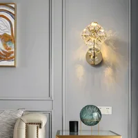 Crystal Bedroom Wall Lamp Nordic Modern Style Living Room Aisle Bedside Indoor Light Study Hotel Porch Sconce For Home Fixture