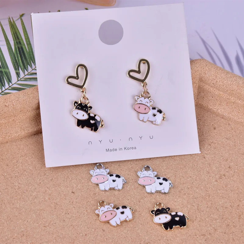 10pcs/pack Little Cow Animal Charms Earring Keychain Necklace Pendant Jewlery Findings  Bulk Items Wholesale