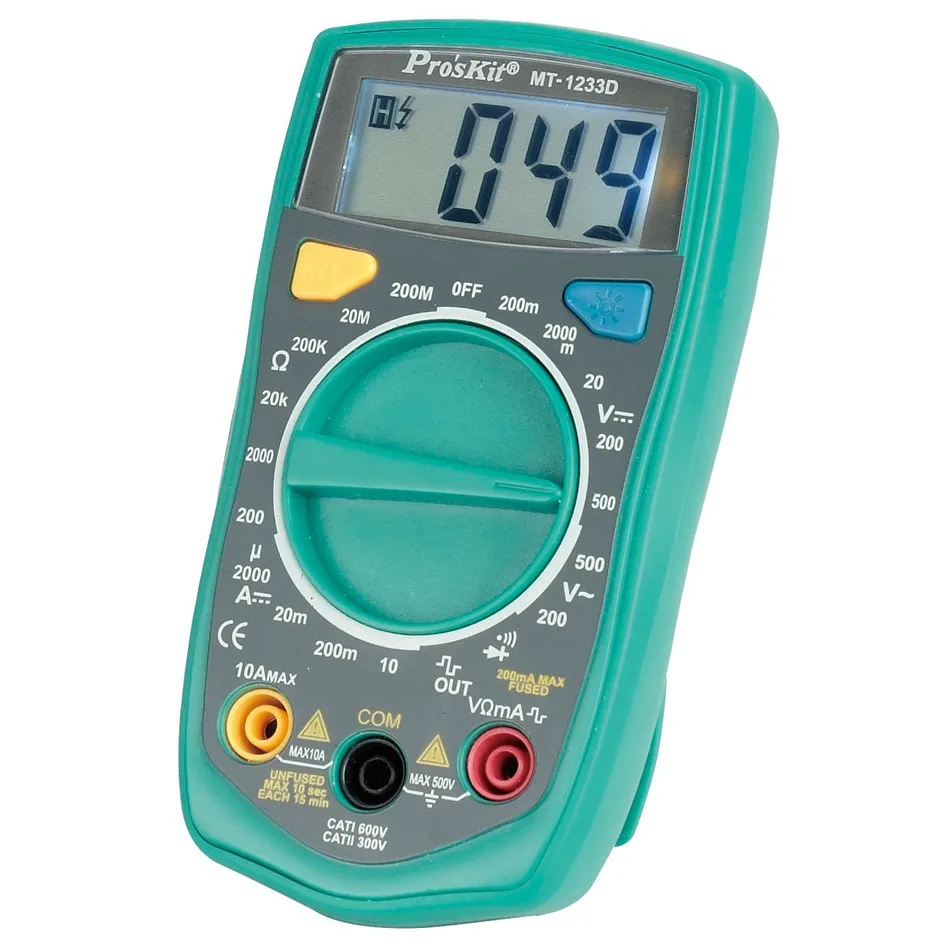 

Pro 'skit MT-1233D pocket automatic range anti-burn multi-function digital multimeter multimeter with backlight