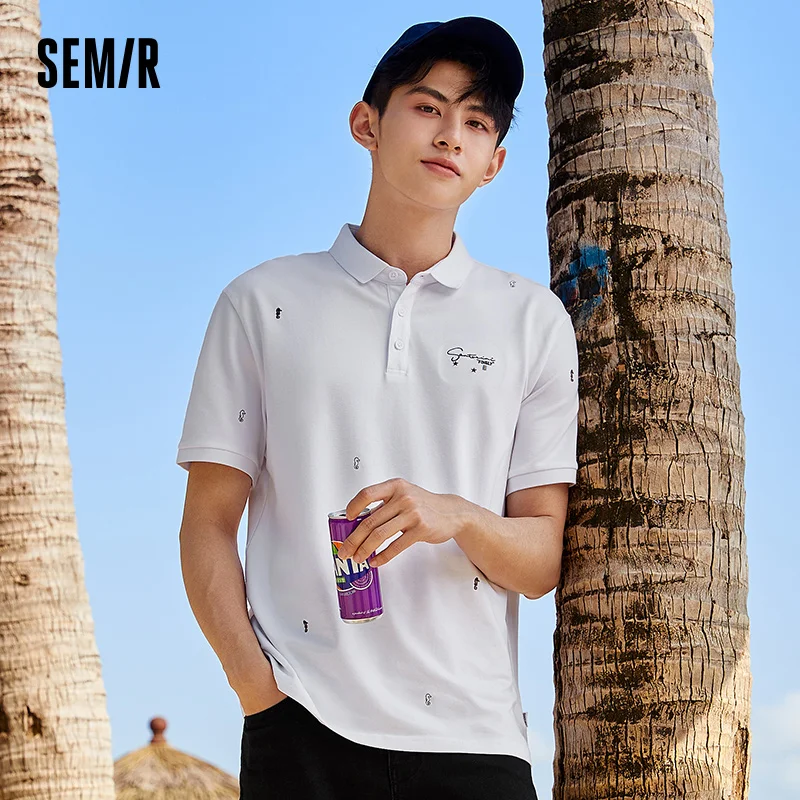 

Футболка SEMIR мужская с коротким рукавом, рубашка-поло в повседневном и деловом стиле, белая, лето, 2021