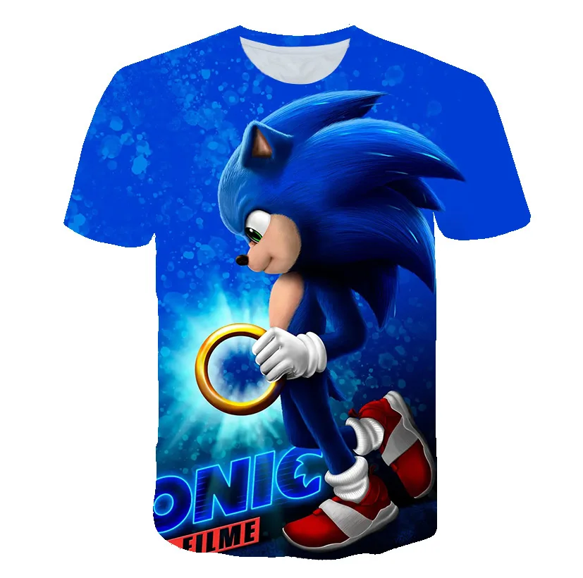 

Summer 2021 Boy Cartoon Shirt Blue 3D Printed Girl Street Child Kid Clothing Baby Funny T-Shirt O collar