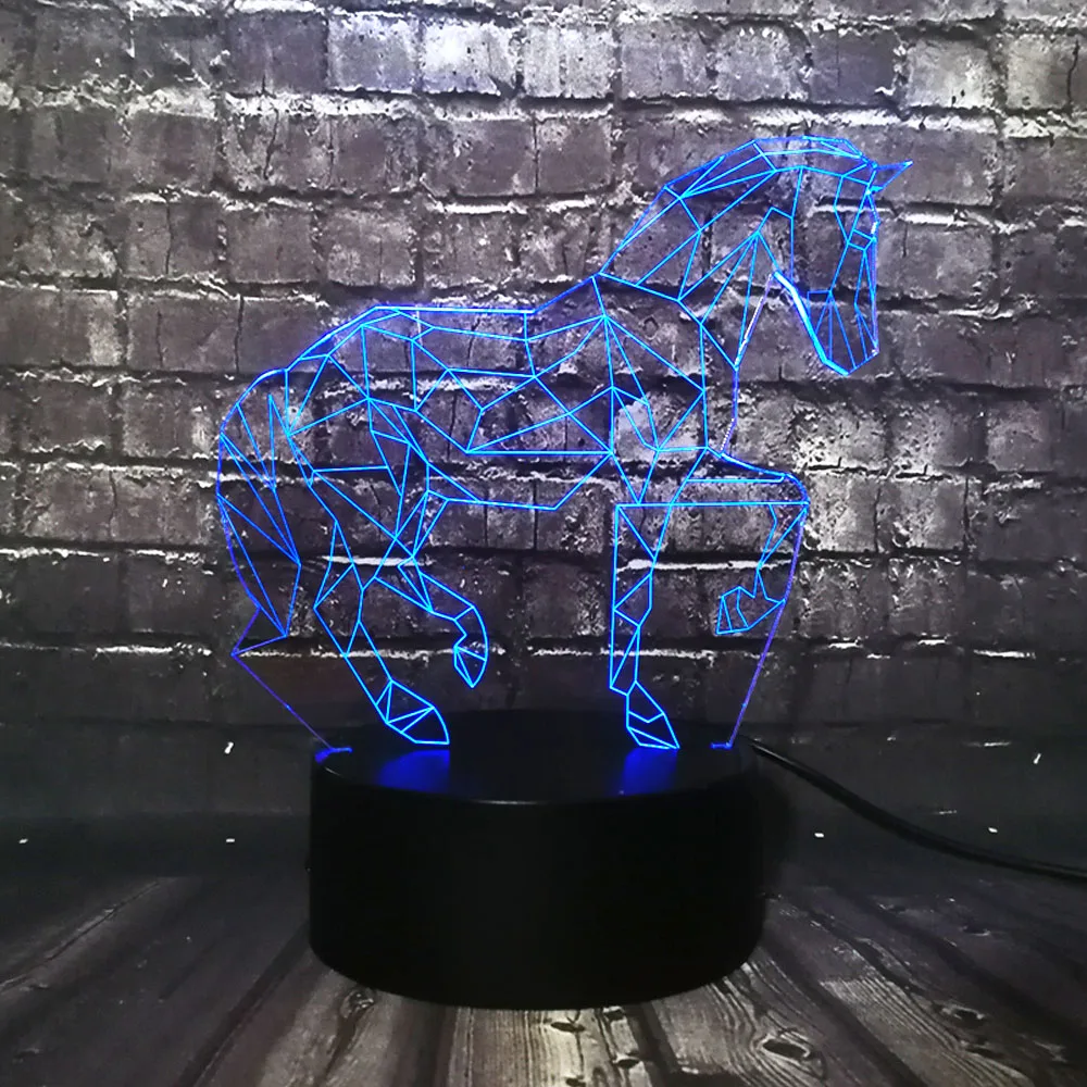 Детская 3d-лампа Pentium horse светодиодная лампа с USB для украшения дома меняющая