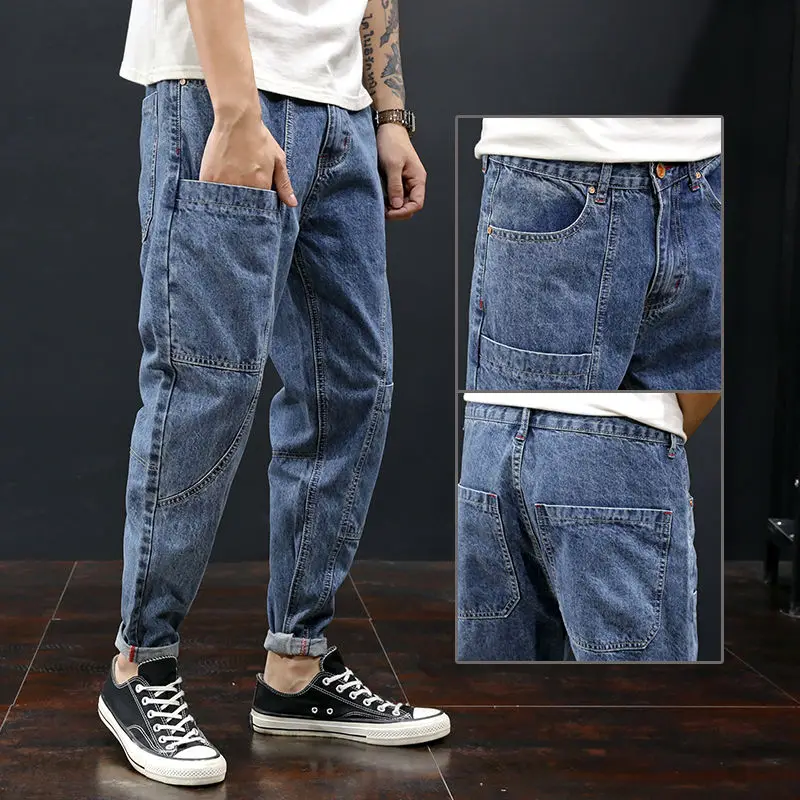 Autumn Winter Jeans Men's Fashion Brand Loose Men's Harlan Pants Large Size Slim Small Feet Nine Division of Labor Long Pants