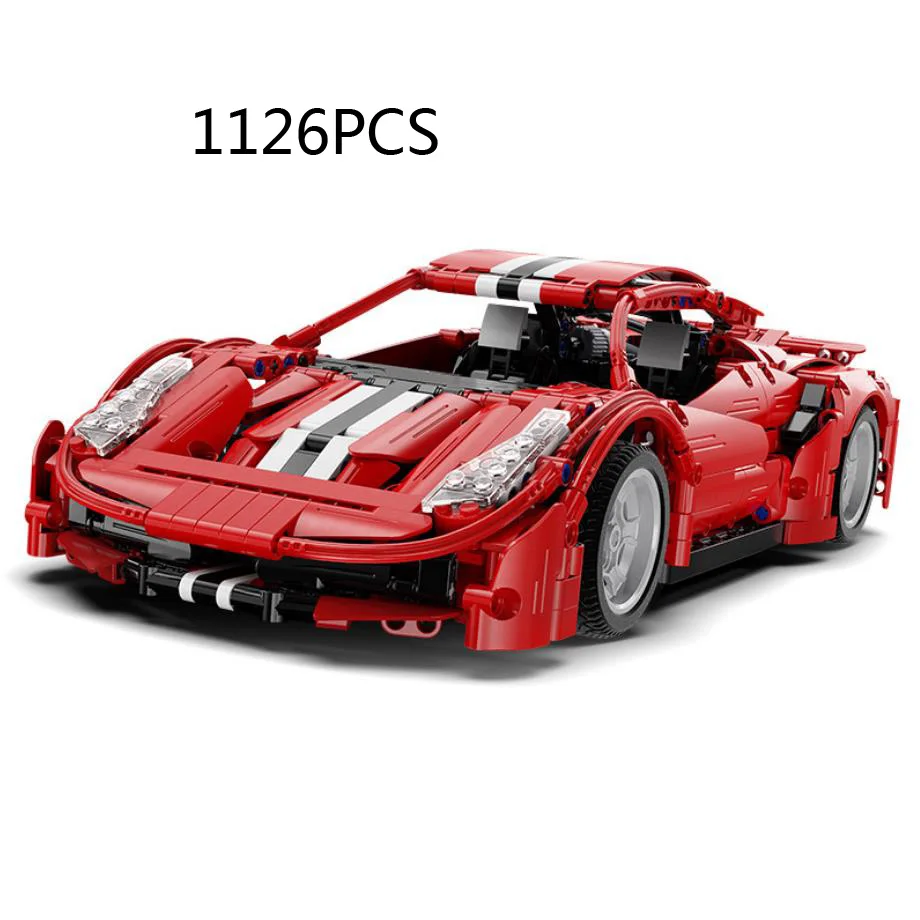 

Technical build block horse logo 1:12 Scale italian Ferra 488 2.4Ghz radio remote control vehicle brick toy RC super sport car