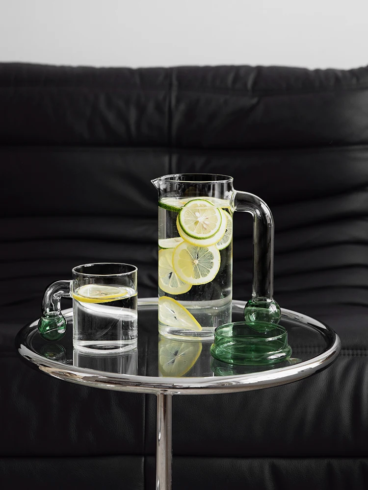 

Transparent Glass Cup With the Green Handgrip Water Drinkware Milk office Cups the Best birthday Gift