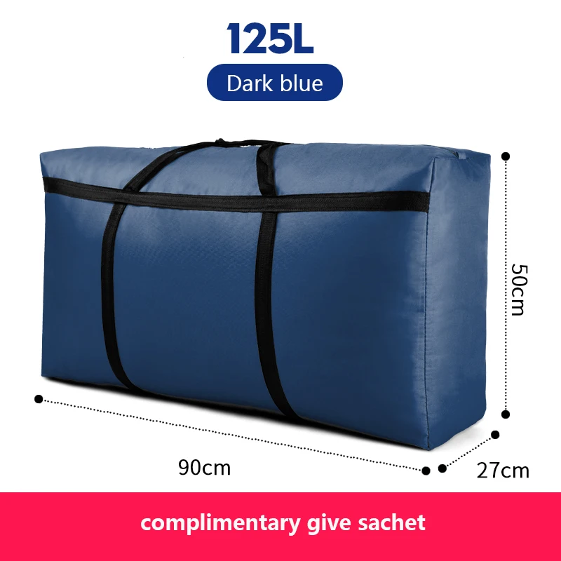 Dark blue 125L Дорожная сумка, холщовая, переносная, для женщин, для выезда за границу, сумка для багажа, большая вместительность, 40L-180L, большая, переносная, для дома, сумка для хранения, очень большая - Цвет: Dark blue 125L