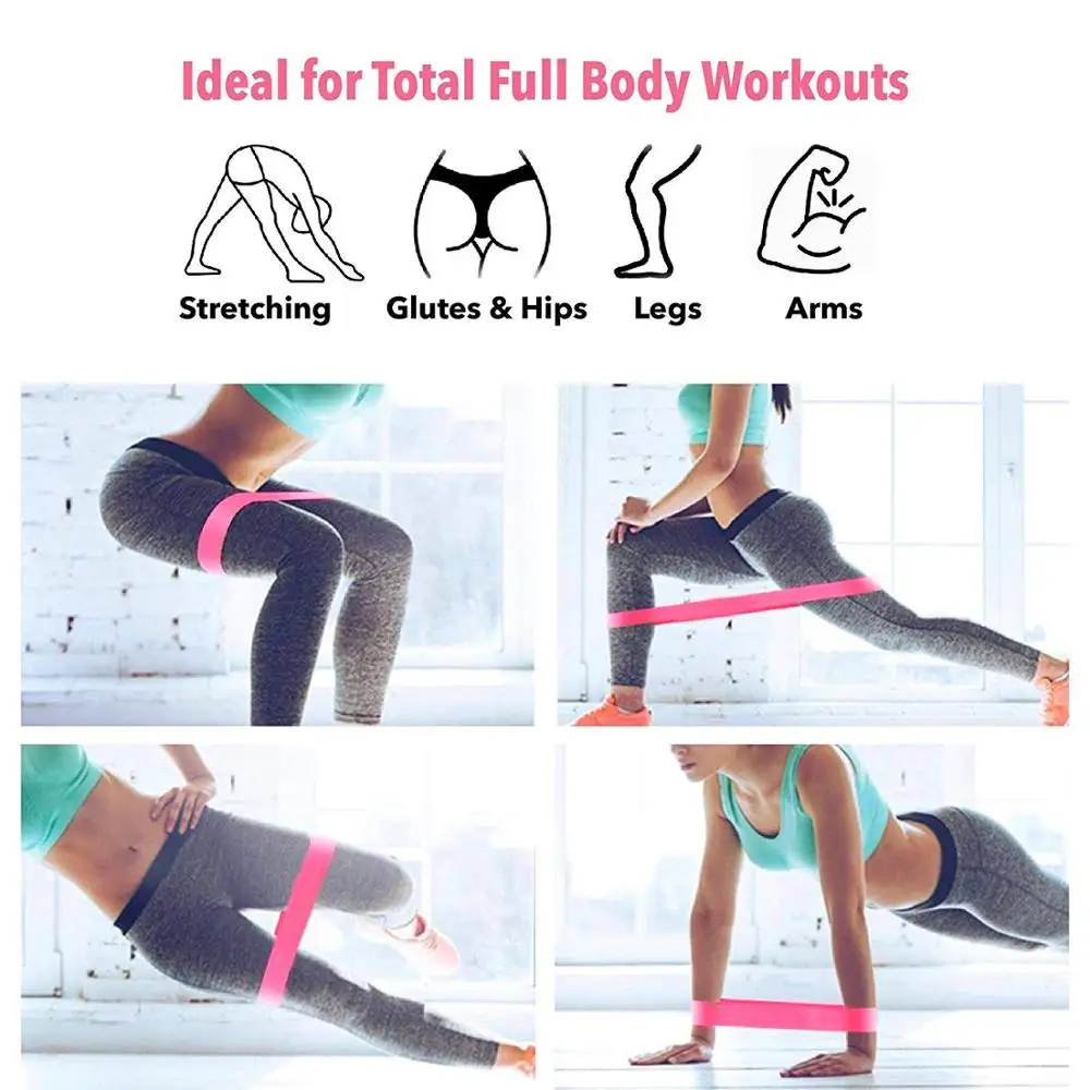 

Pink Resistance Bands Set For Pilates Yoga Workout Sport Elastic Bands Fitness Training Equipment 4 Pack Set with Carrying Bag