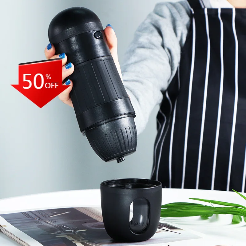 

Mini Electric Coffee Maker Machine Car Portable 2 in 1 Capsule/Ground Extraction Espresso Coffee Powder Making Machine CF32