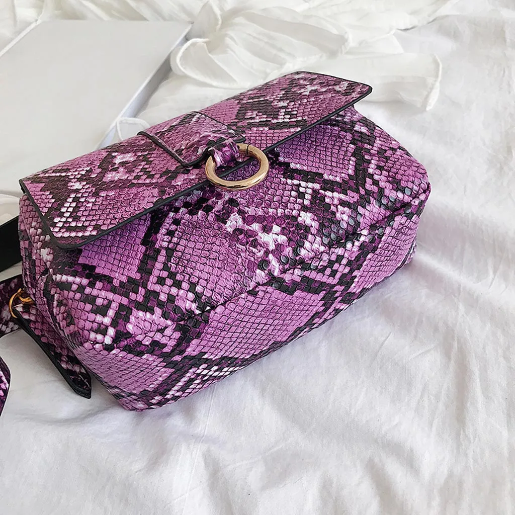 Женская сумка через плечо поясная с змеиным узором кожаный чехол для спорта на